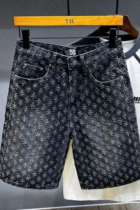 Luxury Brand Designer Clothes Summer American-Style Casual Retro Distressed Ripped Denim Shorts For Men, Straight Cut, Loose Fit, High Street Versatil