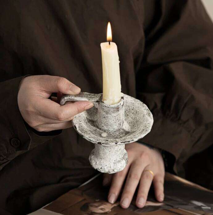 Light Luxury Hotel Villa Decoration Ceramic Material Handmade Candelabrum Wabi-Sabi Style ART Photographic Prop Candlestick H260310
