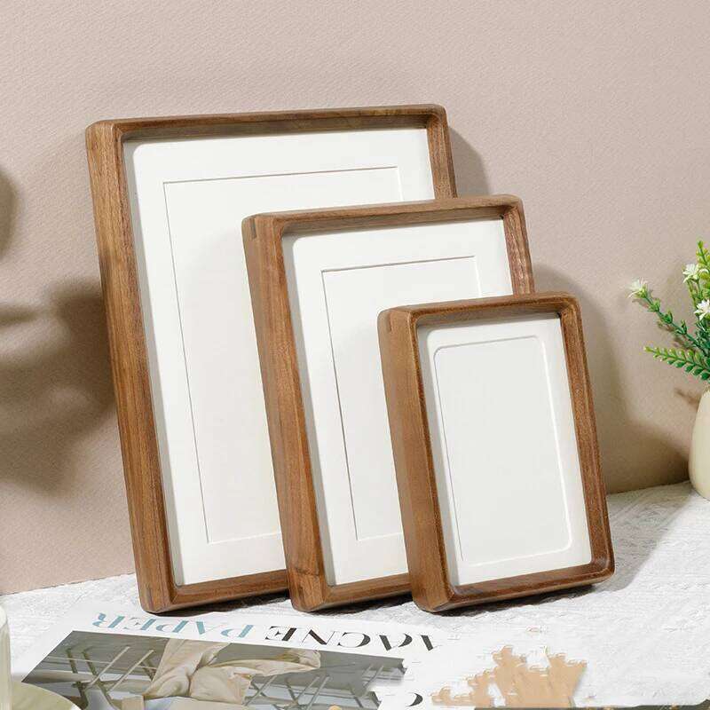 Solid Wood Black Walnut Mortise and Tenon Round Corner Picture Elegant Couple's Photo Frame Display Stand Home Decor H260310 - view 3
