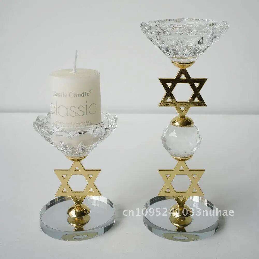 Classic Crystal Alloy Star High and Low Candlestick Ornaments H260310