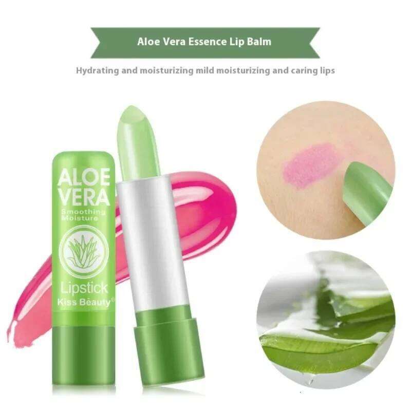 Aloe Vera Moisturizing Lipstick Natural Lasting Temperature Color Changing Lip Balm Fade-Resistant Nourishing Lips Care Makeup Z260310