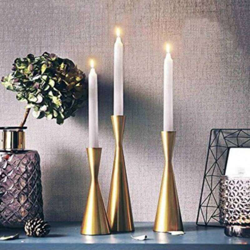 Golden Candlestick, Romantic Art Candle Holder For Dining Tables, Christmas Festival Home Decoration Wedding Photography Props H260310