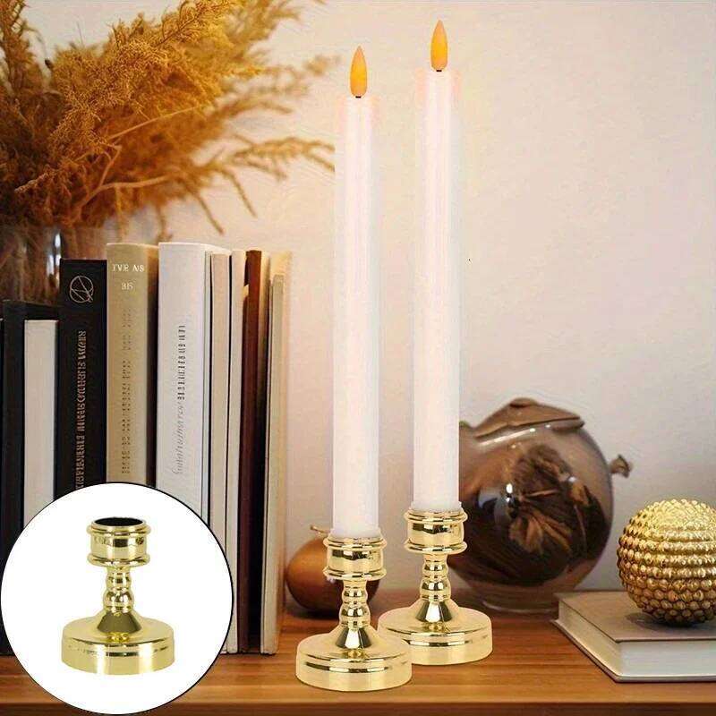 2pcs Silver Gold Rod Wax Base For Wedding Party Festival Candlestick Home Decor Candle Holders H260310