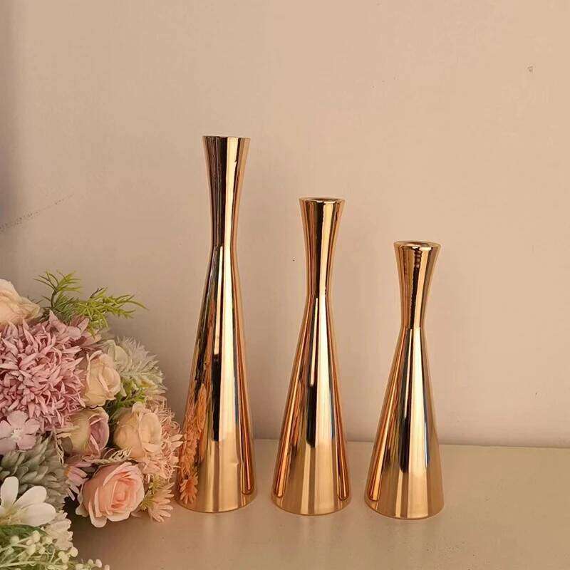 Golden Candlestick, Romantic Art Candle Holder For Dining Tables, Christmas Festival Home Decoration Wedding Photography Props H260310