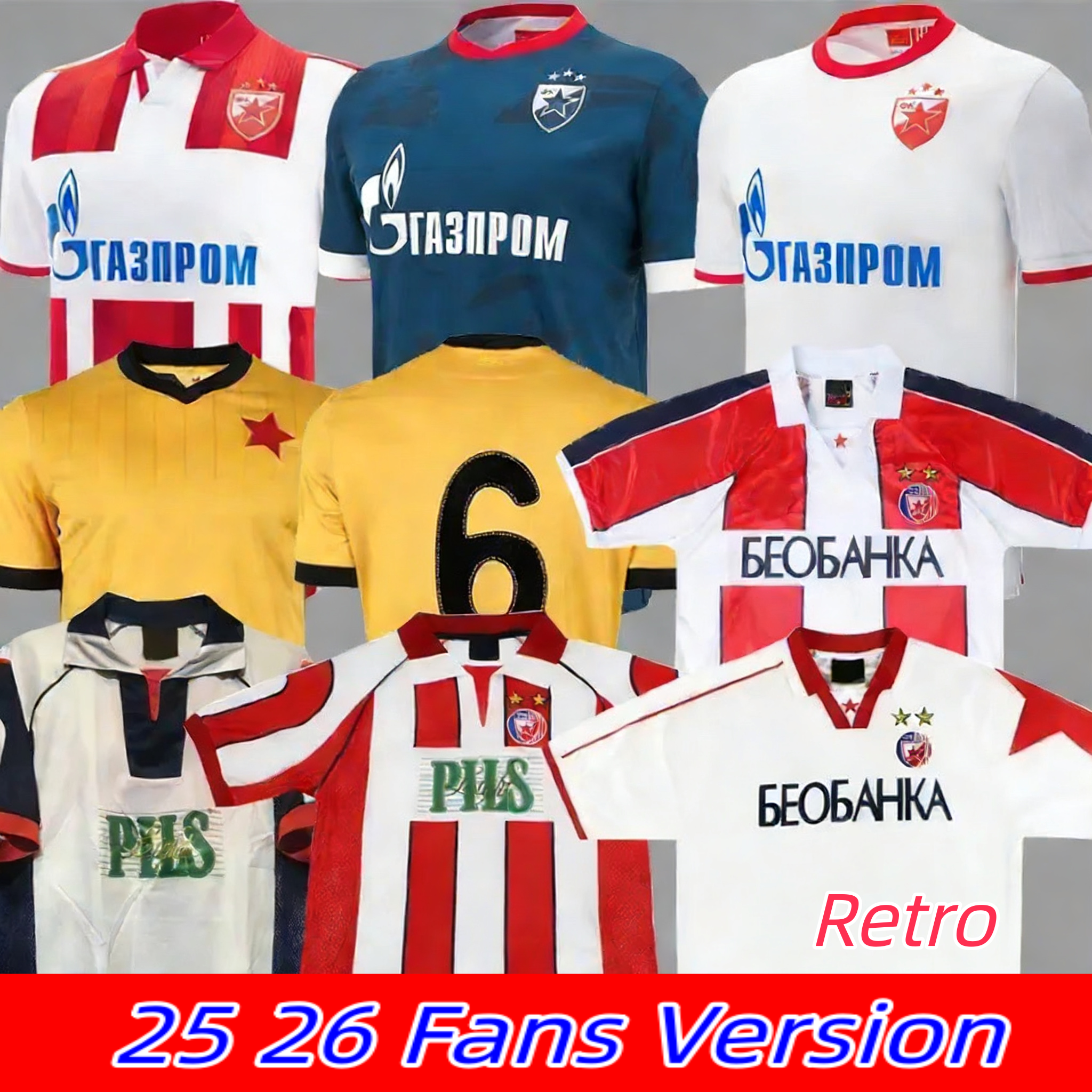25 26 Red Star Belgrade Soccer Jerseys 2025 2026 80th anniversary Retro 1995 97 99 2001 Long sleeve Football Shirts NDIAYE DUARTE ILIC KATAI Men