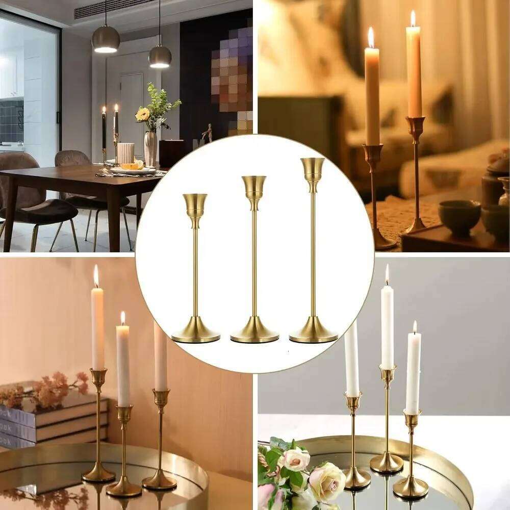 1/3pcs Vintage Elegant Tabletop Holders Metal Aluminum Home and Hotel Decoration Candlestick Holder Candle Stand H260310
