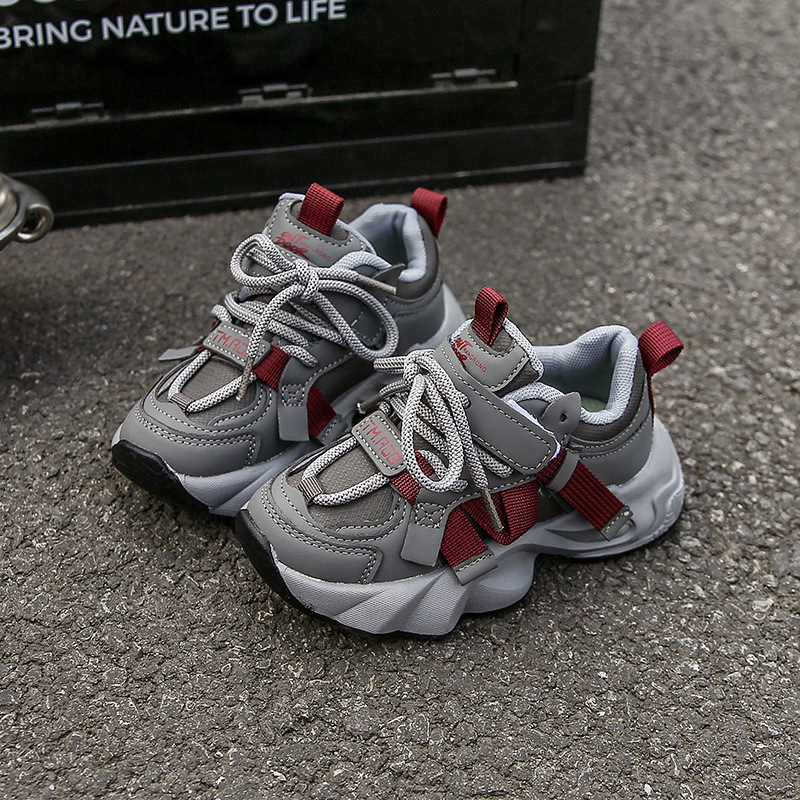 free shipping designer shoes for kids running shoes grey black Fashionable and versatile outdoor sneakers sport shoes
