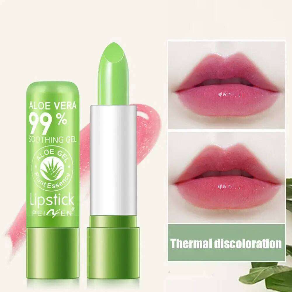 Moisturizing Aloe Vera Color-Changing Lipstick Temperature-Activated, Balm for Nourishing, Anti-Drying, Exfoliating Lip Care Z260310