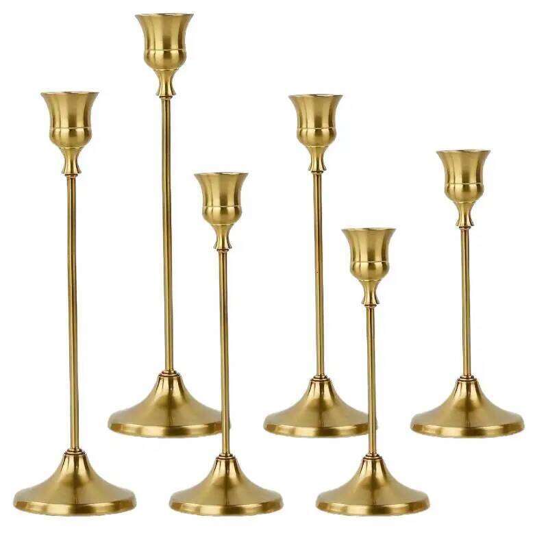 Vintage Elegant Metal Aluminum Set Of 3 Tabletop Candle Holders Suitable For Wedding Anniversary - Home And Hotel Decor... H260310