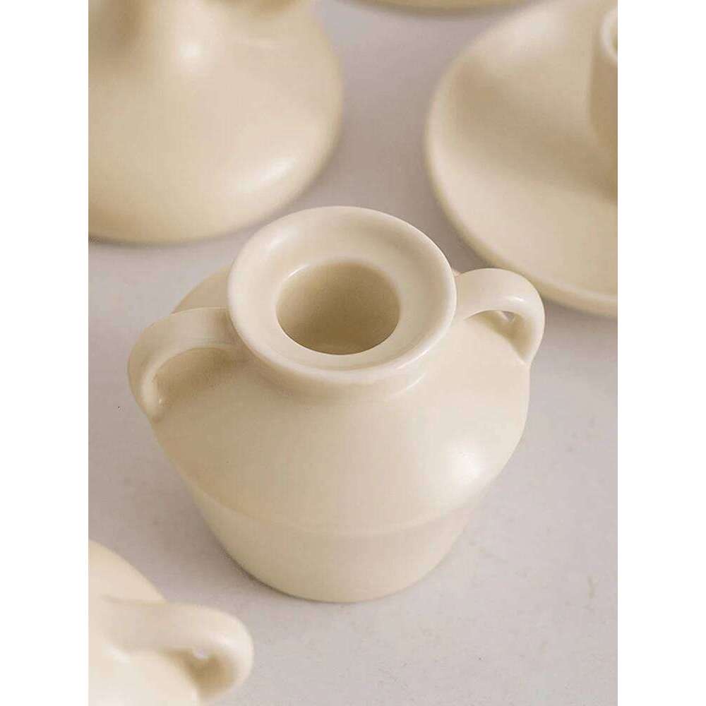 Ceramic Candle Holder Nordic Home Decoration Ins Cream Style Candlestick Wedding for Table Centerpiece Room Vintage Decor H260310