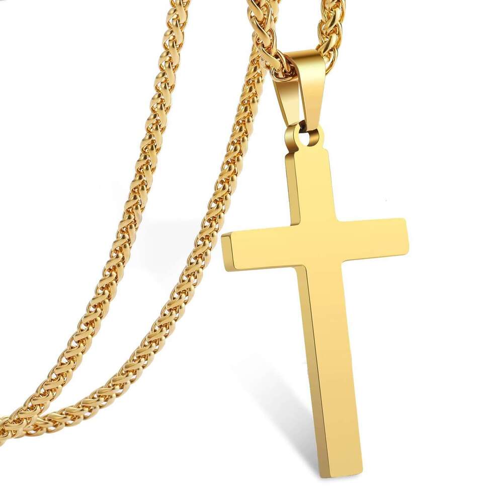 Men's Stainless Hip-hop Trendy Men's Necklace, Titanium Steel Sweater Chain Cross Necklace Accessory