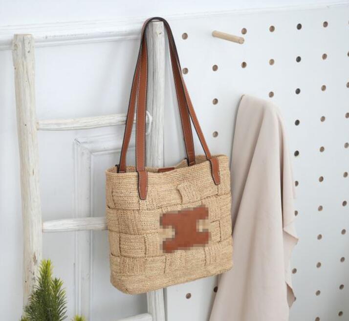 2026 Designer Straw Tote Bag for Women Summer Classic Gold Buckle Beach Bag Crossbody Bag Luxury Handbags Purse Designers Tote