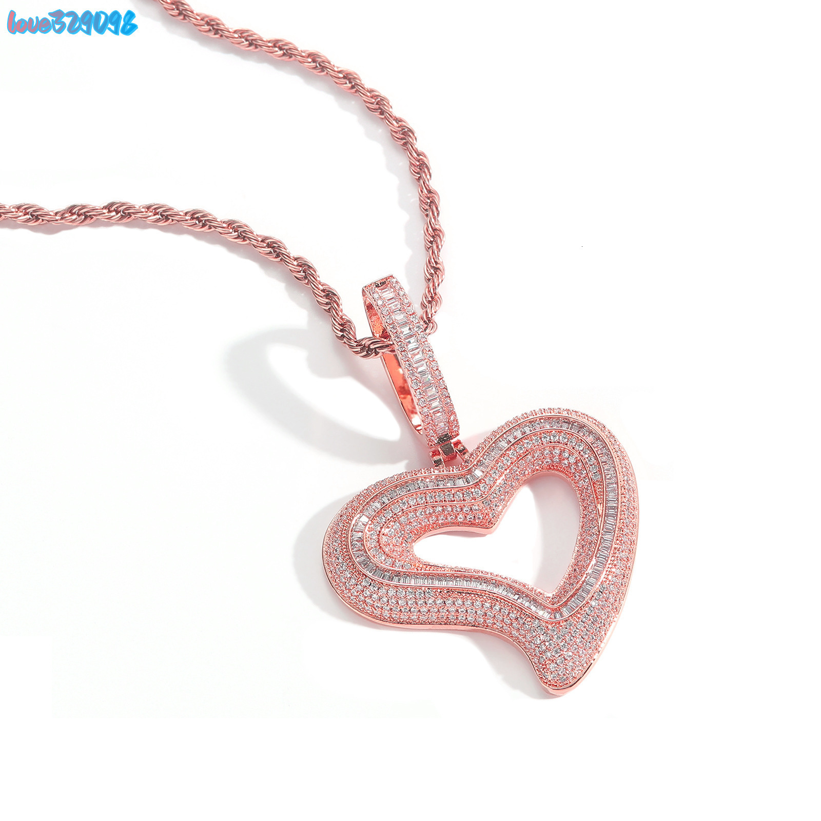 BES Hip Hop 18k Gold Iced Out MoissaniteVVSia Heart Pendant Necklace for Men Women Gift