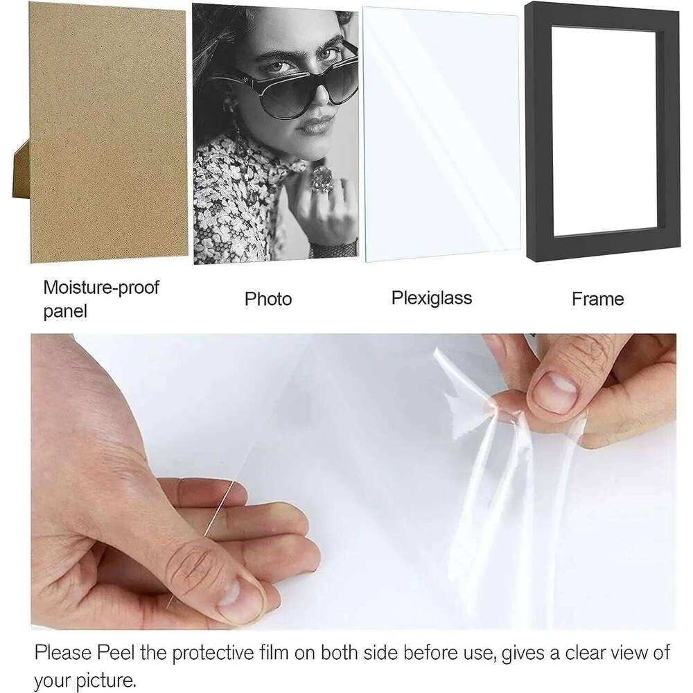 14pcs 4x6 Inch Picture Frames, Wooden Photo Frames without Mat ,Tabletop or Wall Display for Prints, Paintings, Poster H260310 - view 4