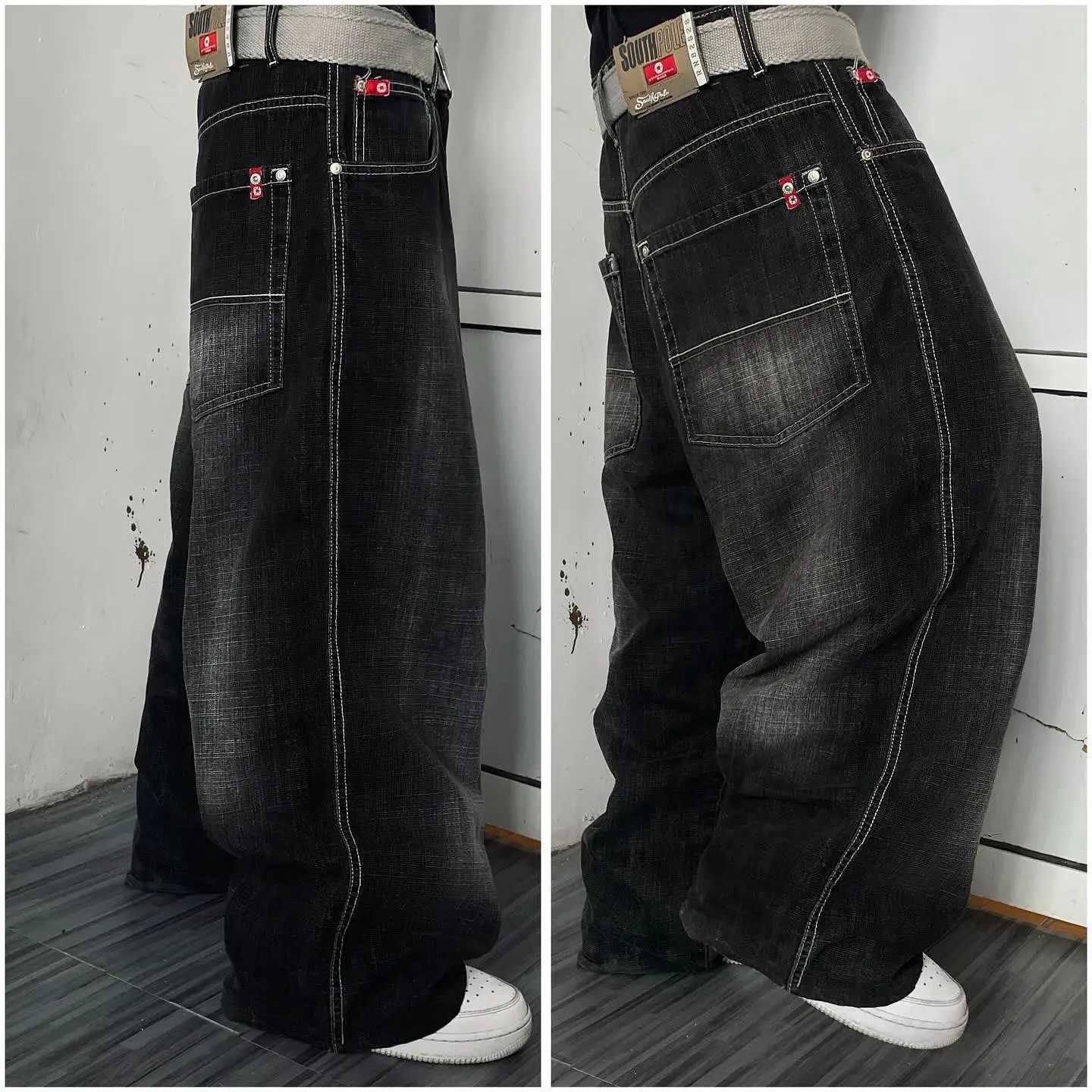 American Y2K 2025 New Baggy Wide Leg Black Jeans Overszied Women Street Casual Joker Denim Pants Couple Jeans Vintage Streetwear M260310