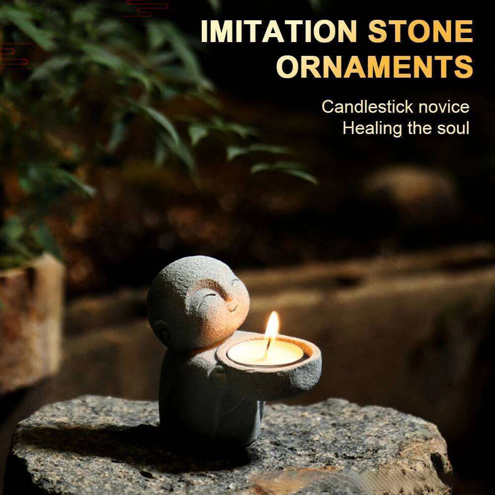 Simplistic Statue Candle Resin Statues Vintage Buddha Tealight Holder for Home Office Chinese Accessories H260310