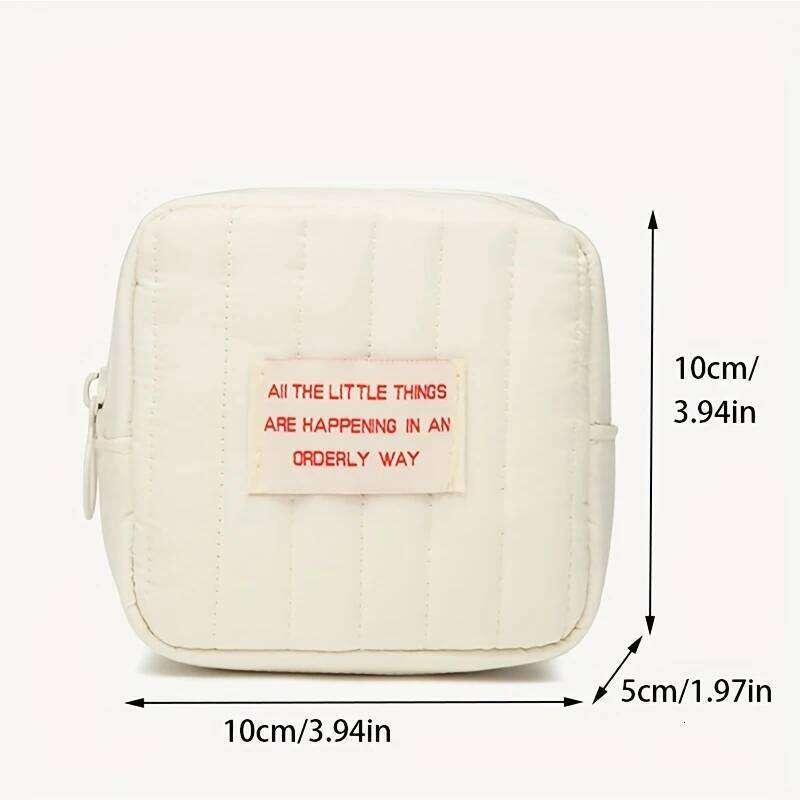 Korean Mini Cute Square Cosmetic Bag, Multifunctional Portable Coin Purse Card Lipstick Sanitary Napkin Storage Small Zipper Bag XJ260310