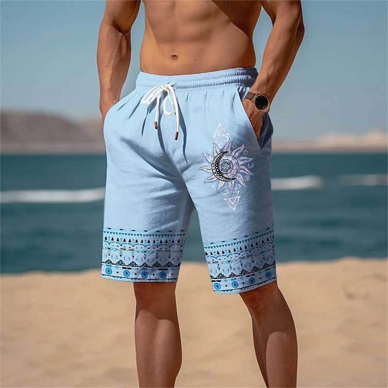 Retro Ethnic Style Graphic Beach Shorts For Men Summer Drawstring Pockets Casual 3D Printed Short Pants Fashion Loose Swim Trunk N260310
