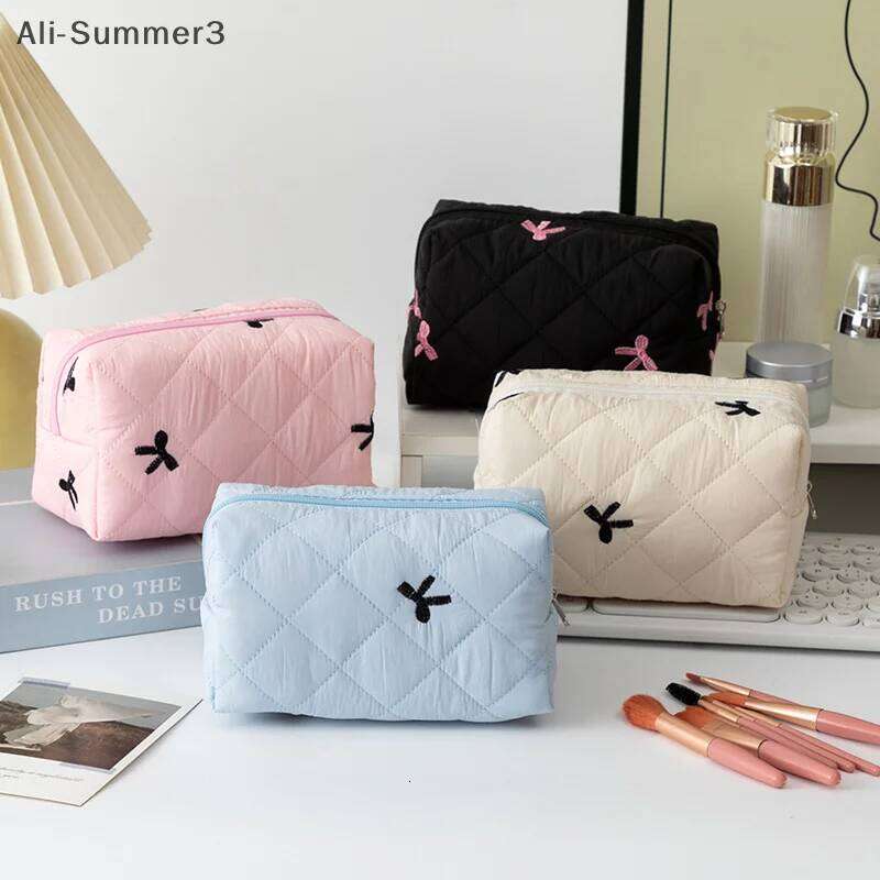 Cute Bow Tie Bag Aesthetic Organizer Travel Toiletry Pouch Portable Makeup Storage For Women XJ260310