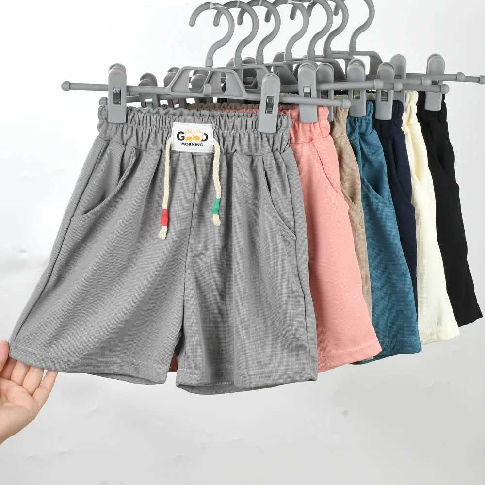 New Summer Childrens Shorts Casual Stretch Waist Soft And Cool Solid Color Casual Shorts Kids Shorts Sportswear N260310