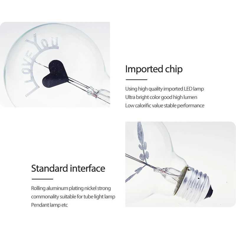 KARWEN Edison Bulb E27 indoor night light G80-Rose Flower I-Love-You Holiday christmas wedding decor incandescent Bulbs H260310