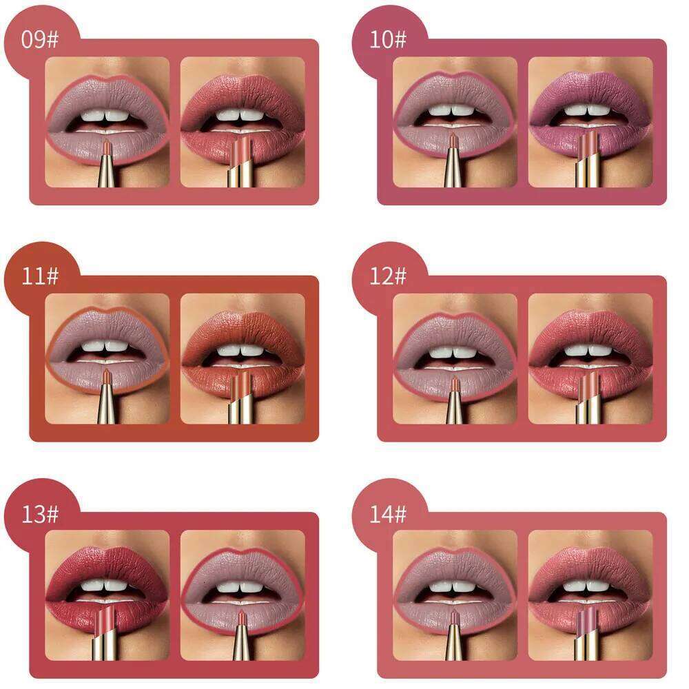 2 In 1 Matte Lipstick lip liner Long Lasting Waterproof Makeup for women Korean Cosmetics Beauty Make up female Lip Tint Stain Z260310