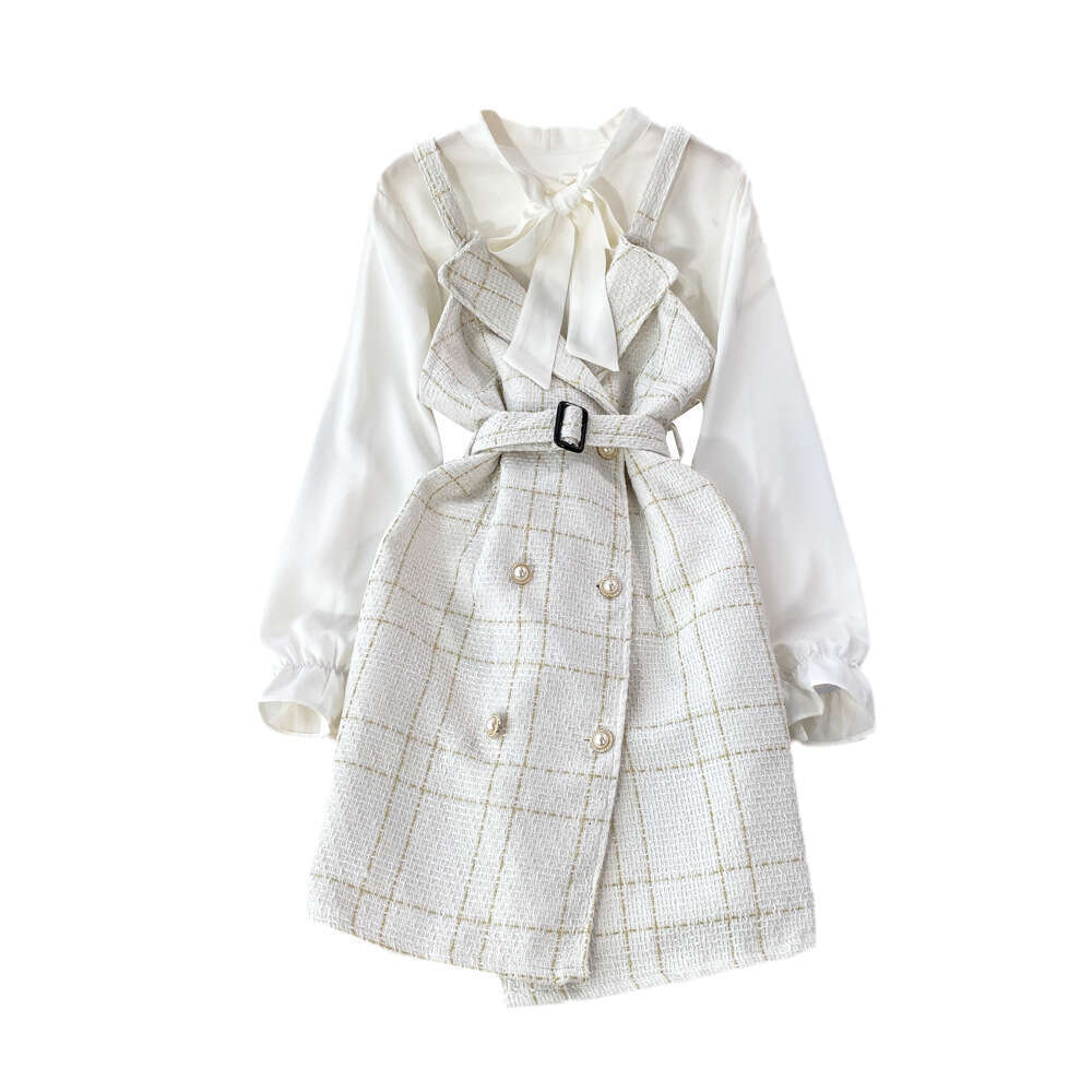 2026 Designer Youthful Sweet Strap Skirt Style Waist Slimming Floral A-line Skirt Two Piece Set with Bow