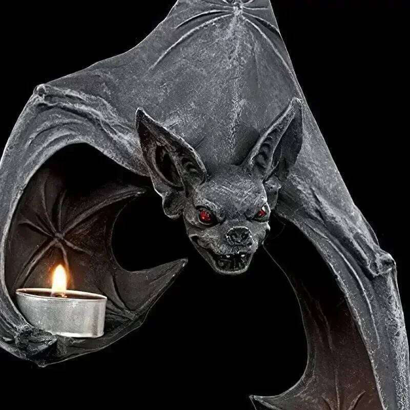 Wall Tea Set Bat Statue Hanging Candlestick Garden Home Halloween Decoration H260310