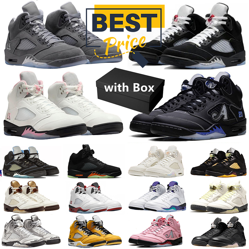 Designer 5 5s Basketball shoes with box 5s Wolf Grey Halloween Bubblegum Racer Blue 35th Anniversary Luminous Green Black Metallic Reimagined 5s Sneakers
