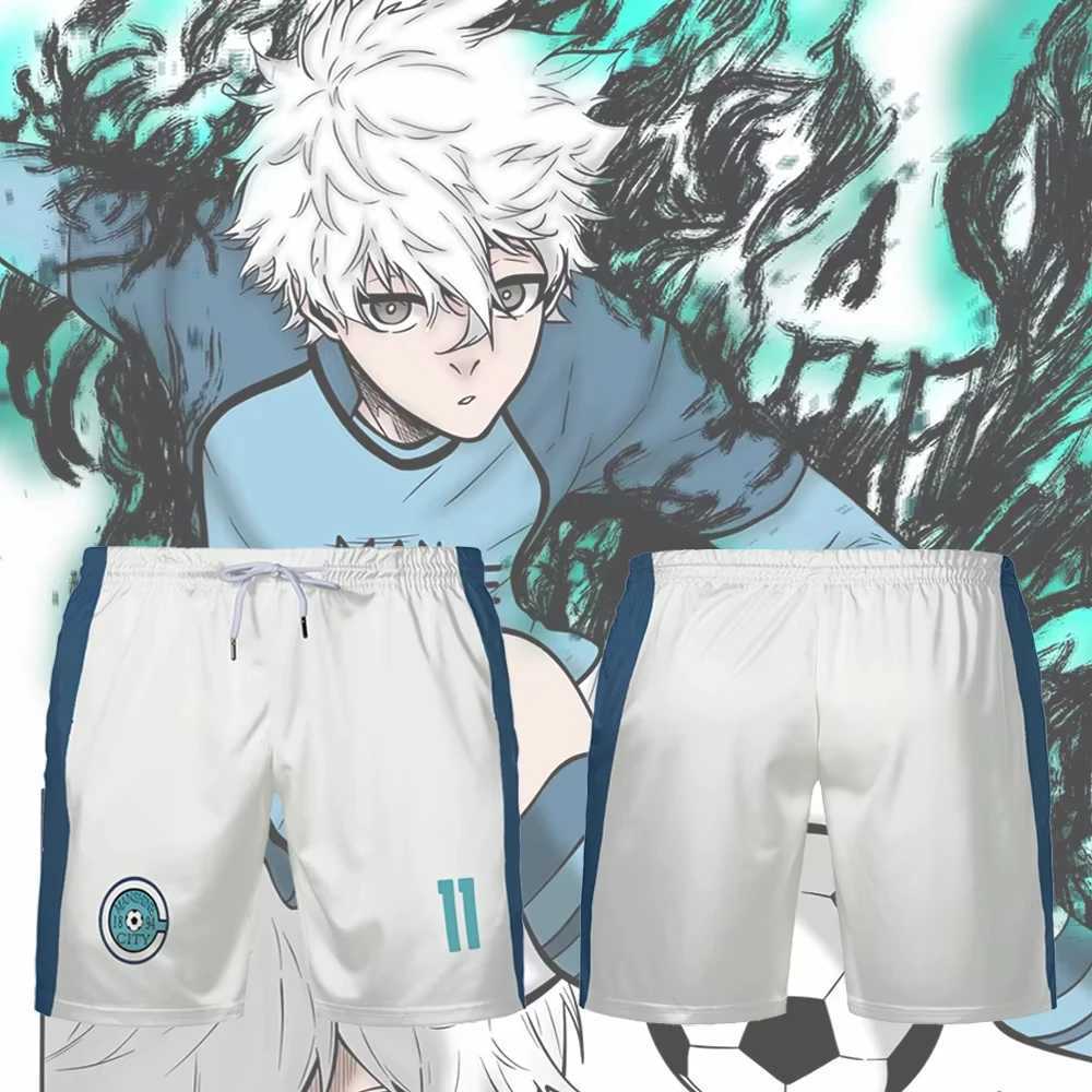 New Blue Lock Anime Manshine City Team Nagi Isagi Youth Shorts Quick Dry Breathable Mens Sports Short Bottoms N260310