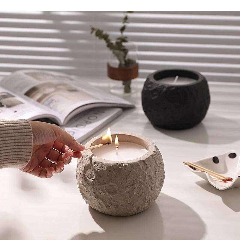 Cement Candle Holder Desktop Irregular Solid Color Aromatherapy Cup Living Room Household Container H260310