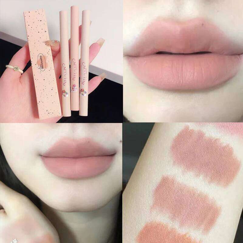 Matte Nude Pink Liner Lipstick Pencil Makeup Long-lasting Waterproof Brown Tint Draw Lip Outline Pen Korean Style Z260310