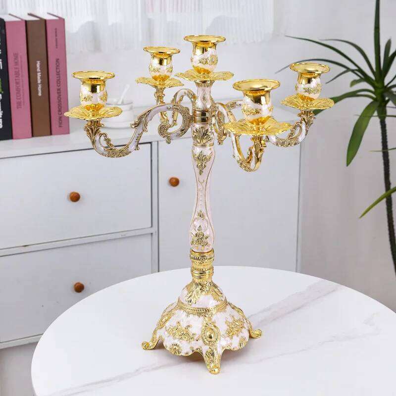 3/5-Arm European Metal Candle Holder Elegant Dining Table Entryway Decor for Romantic Ambience H260310