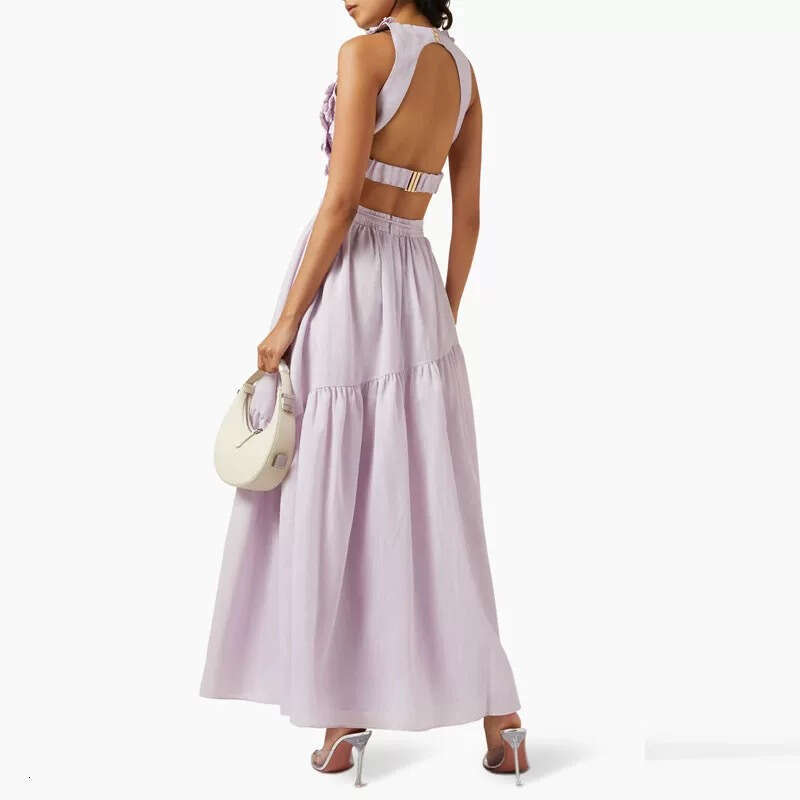 2026 new women's fashion brand designer three-dimensional flower vest high waisted long skirt vacation set