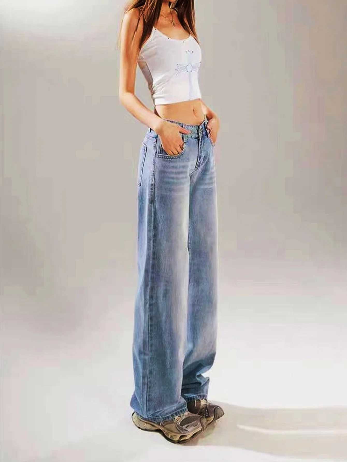 Jeans Drip Loose Blue Man Pants Original Y2K Clothes Unisex Basic Denim Jeans No accessories or belts included M260310