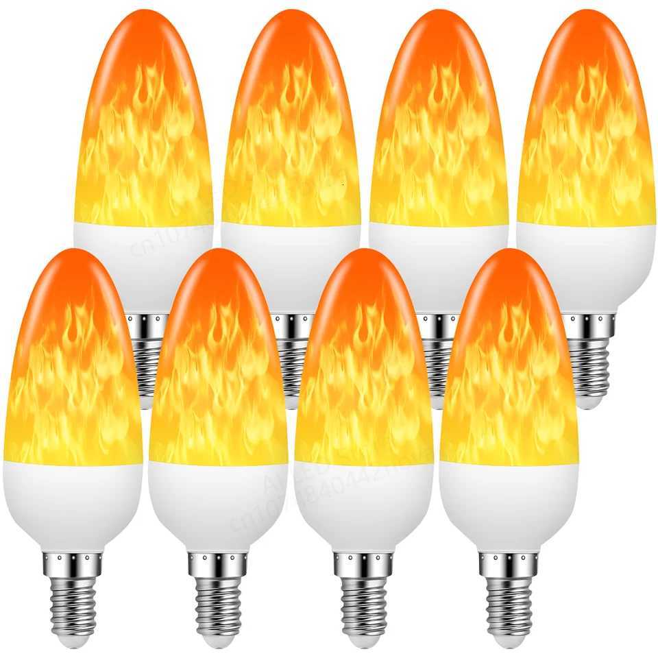 2025NEW USB E14 E27 B22 LED Atmosphere Light Flame Flashing Candle Light 220V Book Lamp Lighting Cigarette Lighter Effect Light H260310