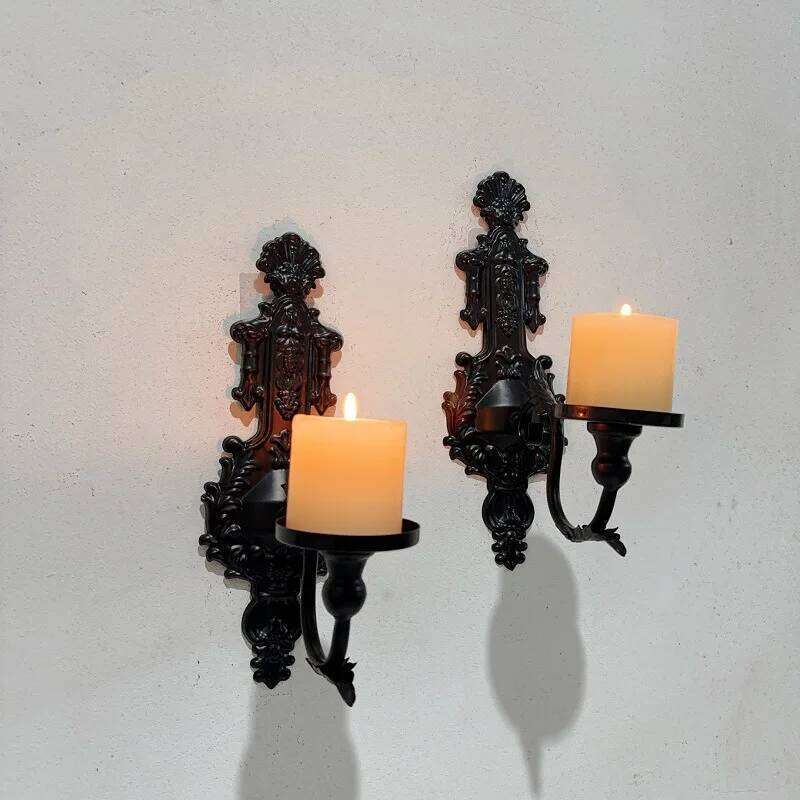 Vintage Mounted Candlestick Nordic Iron Cup Home Hotel Wall Decoration Candle Stand Centerpieces Candelabro Mimbre H260310