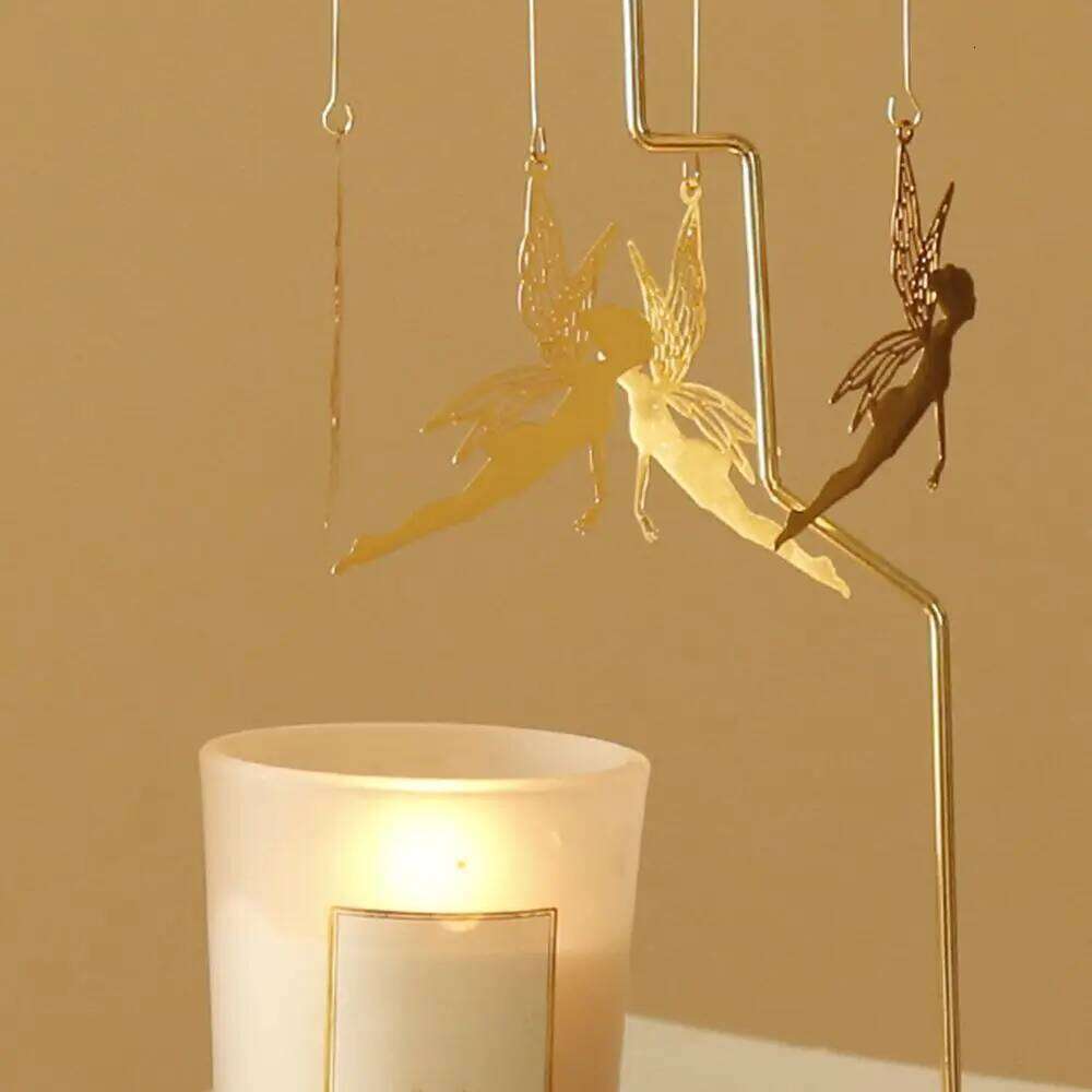 Gold Romantic Rotating Spinning Candle Holder Wedding Party Home Decoration Metal Tealight Candlestick H260310