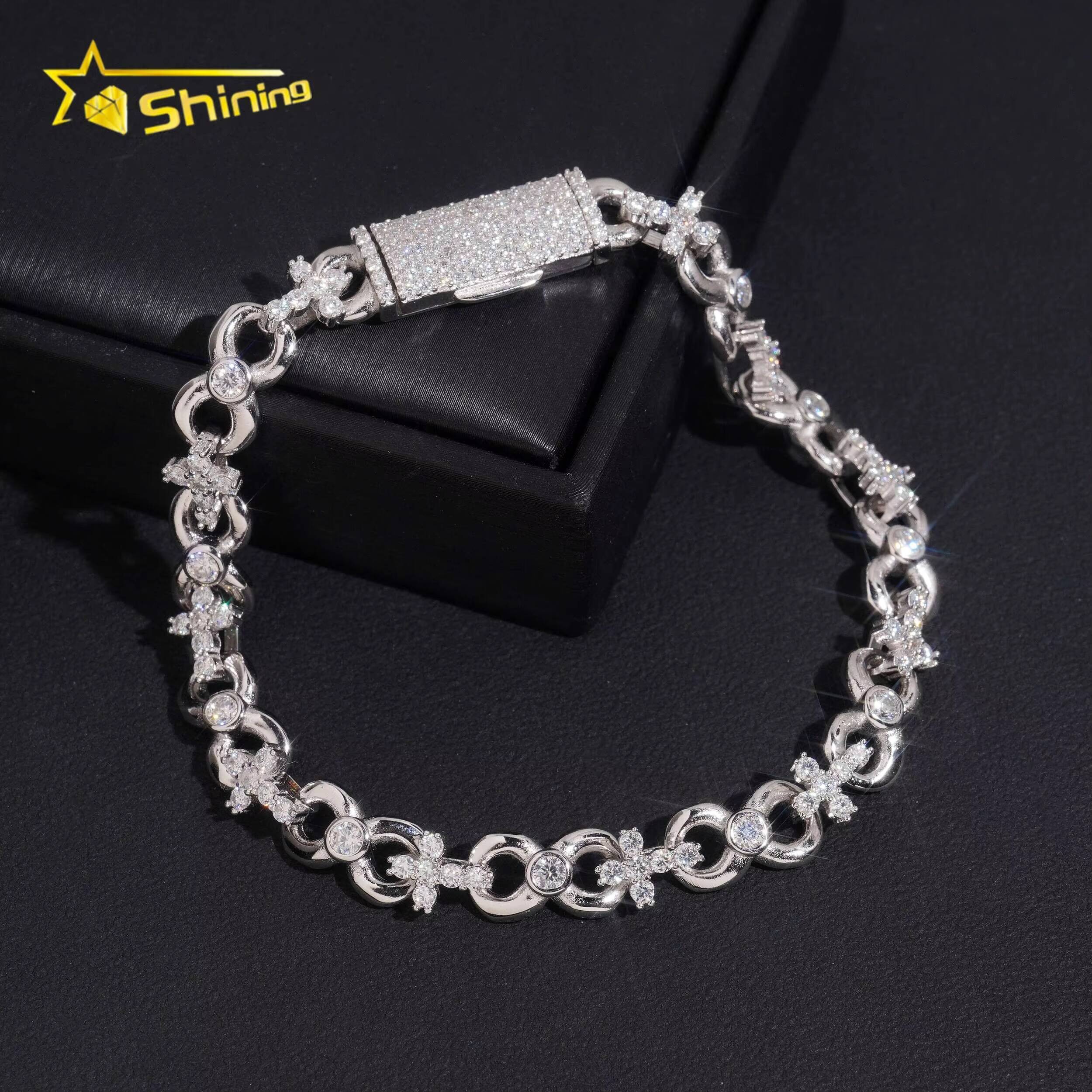 Pass Diamond Tester Moissnaite Mens Infinity Cuban Bracelet S925 Gold Plated Luxury Cuban Link Bracelet Hip Hop Jewelry