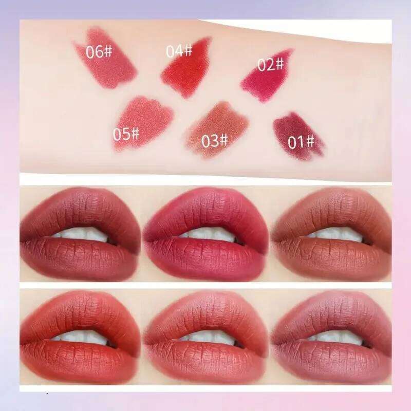 6pcs/set Long Lasting Star Mini Lipstick, Candy Color Matte Velvet Mist Portable Waterproof Lipstick Set Z260310