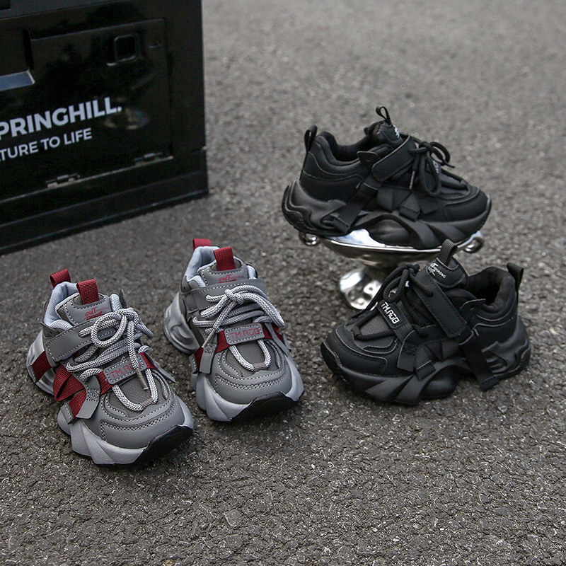 free shipping designer shoes for kids running shoes grey black Fashionable and versatile outdoor sneakers sport shoes