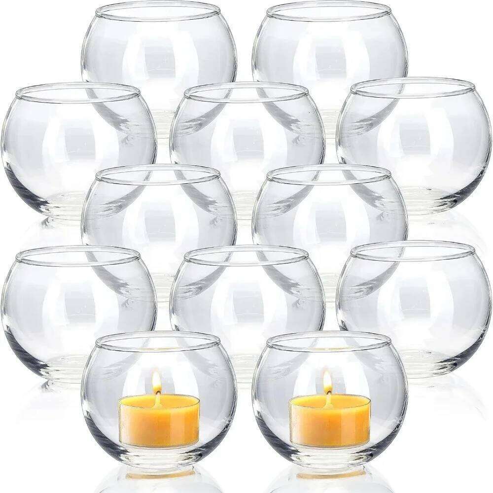 6/12Pcs Glass Tealight Candle Holders Bowl Vases Windproof Candlestick for Table Centerpiece Wedding Christmas Party Decorations H260310