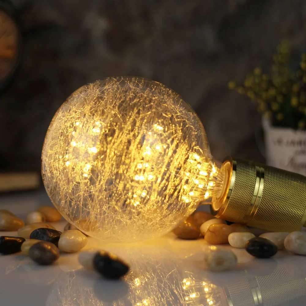 TIANFAN Vintage Led Bulb Starry Firework Edison Bulb G80 G95 G125 3W Not Dimmable 2200Kelvin Super Warm Decorative Light Bulbs H260310