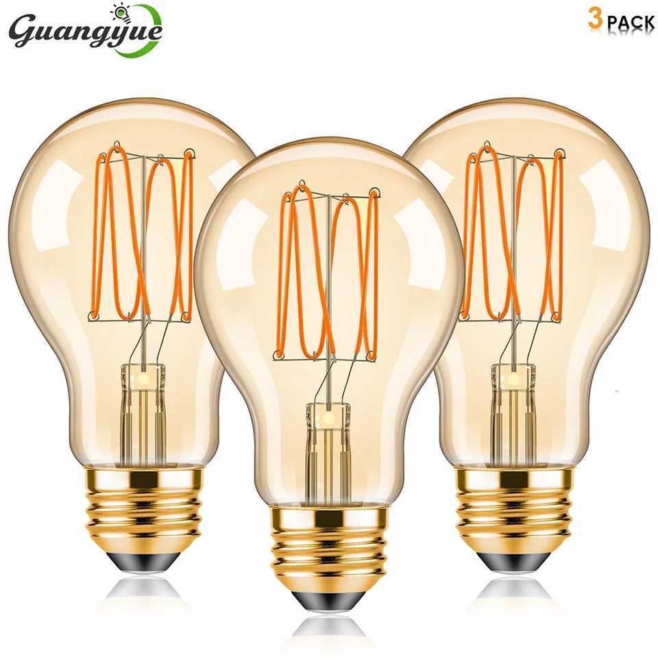 A19 Vintage Edison Bulb 3W LED Antique Filament Light Bulbs 1800K Amber Warm E27 E26 Light Bulbs for Pendant Bedroom Ceiling Fan H260310