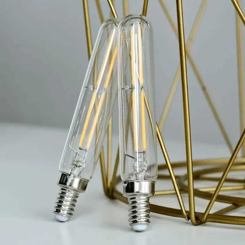 2PCS Tubular LED Bulbs T20 Vintage Long Filament Light Bulb E14 Dimmable Edison Retro Lamps For Chandelier Pendant Light H260310