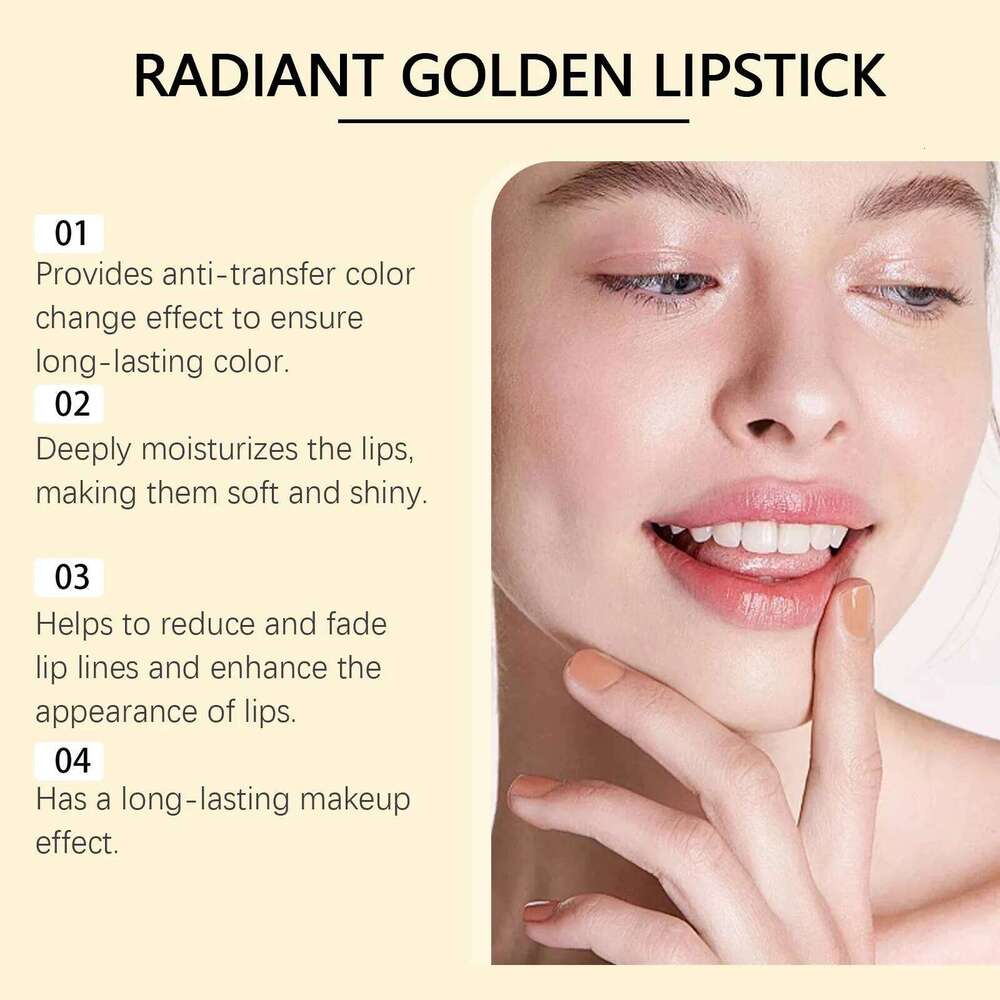 Gold Foil Lipstick Color Changing Long Lasting Moisturizing Natural Waterproof Crack Dry Removal Glossy Shine Lip Gloss Z260310