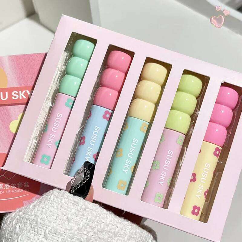 1/5Pcs Candied Fruit Mud Milk Mist Velvet Matte Lip Gloss Long Lasting Not Easy To Stick Cup LipGlaze Almond Brown Pink Z260310