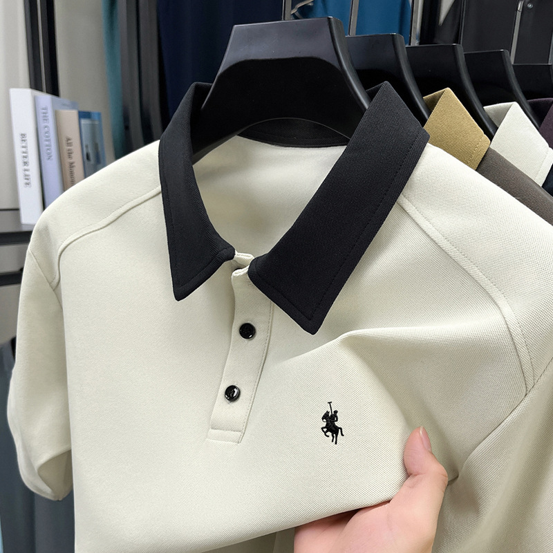 Luxury Brand Designer Clothes Summer Men's Fashionable Color-Block Collar Short-Sleeve Polo Shirt, New Stylish Loose Breathable Casual T-Shirt