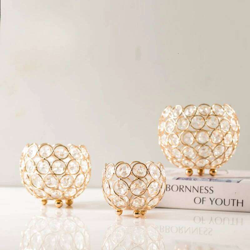 Wedding Props Crystal Balls Romantic and Creative Desktop Decorations Retro Hollowed Out Holders Iron Candle Cups H260310
