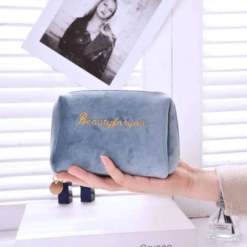 Embroidered plush portable one batch multi-compartment classified cosmetic storage bag XJ260310